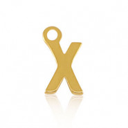 Stainless steel charm initial X Gold